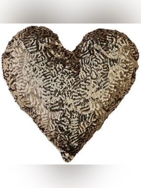 Atsuyo et Akiko Pillow Gold Sequin Small Heart Pillow - 12āx12ā- NWT